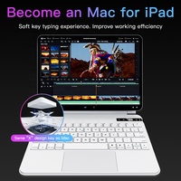 IFacemall Nuevo Teclado Mecánico Inalámbrico con Panel Táctil Retroiluminado en 7 Colores en Árabe para iPad Pro 11
