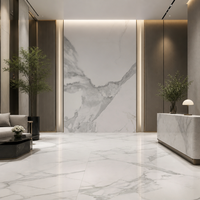 Dalle en pierre frittée élégante Victoria 1600x3200x6mm, aspect marbre blanc de luxe, pour mur TV d'hôtel et de villa