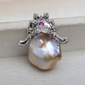 Colgante de Corona de Fénix de Plata S925 con Perla Barroca de 10-11 mm, Bandeja Vacía para Joyería DIY, Accesorios de Joyería para Mujer, Tocado de Novia Semiterminado - Product Image 2