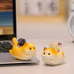 Ornement en cristal Cat Yoyo, figurine de dessin animé en résine, décoration de bureau à domicile, cadeau - Product Image 3