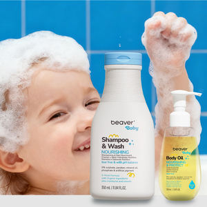 Champú y Gel de Baño 2 en 1 Orgánico BEAVER, Aceite Corporal Nutritivo, <span class=keywords><strong>Sin</strong></span> Lágrimas, Set de Baño Suave para Bebés, Champú Herbal para Cabello Rizado - Product Image 1