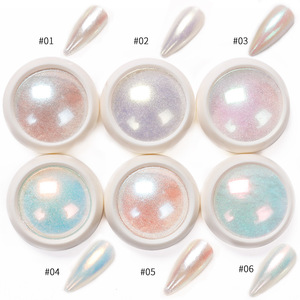 Poudre Chrome Effet Clair de Lune Professionnelle - Pigment Irisé Aurore pour Finition Miroir - Poudre Chrome Nacré Blanc pour <span class=keywords><strong>Ongles</strong></span> - Product Image 2