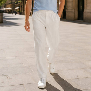 <span class=keywords><strong>Pantaloni</strong></span> in <span class=keywords><strong>Lino</strong></span> Premium Sostenibili per Uomo, Morbidi, Traspiranti, Leggeri, Gamba Dritta, Casual o Eleganti, Tinta Unita, Logo Personalizzabile - Product Image 2