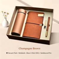 Set de Regalo Empresarial de Lujo: Termo de Acero Inoxidable, Diario, Mini Altavoz Inalámbrico, Memoria USB, Bolígrafo con Logotipo Personalizado