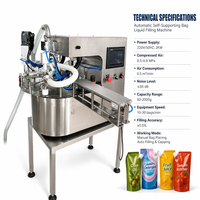 Machine de remplissage et de bouchage automatique de liquides pour sachets à bec verseur, avec pompe à engrenages rotative, pour jus, cosmétiques et sérums, de type de table.