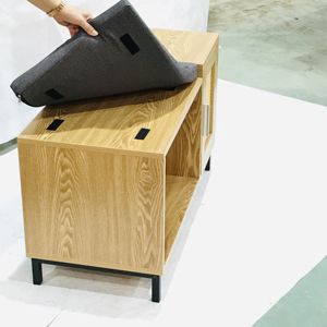 Banc à chaussures contemporain avec siège amovible, banc en bois pour le salon, organisateur de rangement pour chaussures en bois - Product Image 4