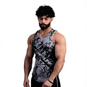 Camiseta sin mangas transpirable con estampado de camuflaje para hombre, de secado rápido, ecológica, sublimada, informal y moderna para el verano. - Product Image 5