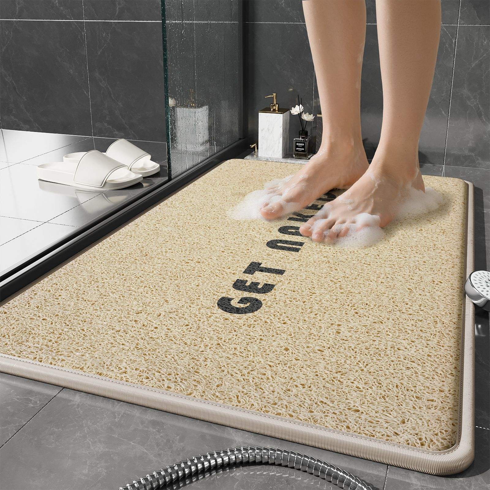 Tapis de douche à bords scellés - gris