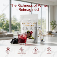 AegleWell Poudre d'électrolytes saveur raisin rouge sans alcool pour l'hydratation après l'entraînement et le réapprovisionnement quotidien
