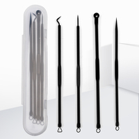 Kit d'outils de suppression de points noirs Pimple Popper 4 pièces acné comédon Zit outil d'extraction de points noirs pour le visage du nez, acier inoxydable