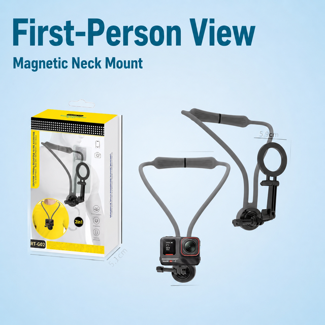 2 in 1 Magnetic Neck Mount Phone Holder POV First Person View Chest Strap for GoPro Insta360 iPhone Samsung Vlog