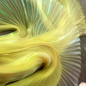 Tela Plisada Verde Iridiscente, Tela de Organza Plisada Holográfica de Lujo, Tela Plisada Lurex Metálica Brillante para Diseñadores - Product Image 5