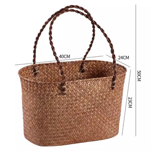 Nouveau panier de courses rétro tressé à la main pour l'été, panier créatif pour la maison, le pique-nique en extérieur et accessoire <span class=keywords><strong>photo</strong></span> - Product Image 2