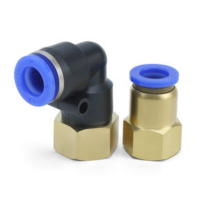 Raccord pneumatique flexible en cuivre bleu à connexion rapide, filetage interne droit PCF6-01/8-02/10-03/12-04 Connecteurs de produits - Product Image 1