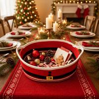 Panier de rangement en corde de coton tressée, plateau organisateur de bonbons et de snacks pour fête de Noël, boîte cadeau décorative