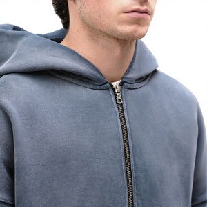 Men's <b>Hoodies</b> & Sweatshirts Acid Wash <b>Zip</b>-Up Hoodie 100% Cotton French Terry Hooded Sweatshirt <b>Pocket</b> Casual Streetwear - Product Image 5