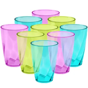 Hot Sale 9 Pack Plastic Gekleurde Cups Herbruikbare Drinkbekers Hard Plastic Drinkwaren Set Voor Party Kamperen