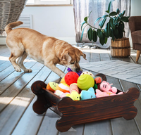 Panier de rangement en bois en forme d'os pour jouets de chien, grande boîte à jouets pour animaux de compagnie, pour l'organisation et le rangement des accessoires, laisse et nourriture pour chiot