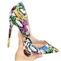 Chaussures à talons aiguilles pointus pour femmes, escarpins de mariage, à talons hauts, colorés, imprimé serpent, 12 cm 10 cm 8 cm, vente en gros, nouvelle collection, 2020