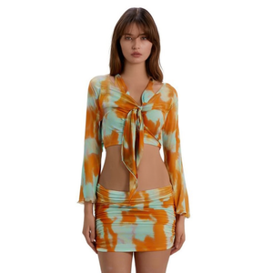 Costume da bagno intero HDJ Plus Size con controllo pancia, scollo incrociato, vita alta e stampa - Abbigliamento da spiaggia donna SQ67555 - Product Image 1