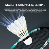 Volant de badminton professionnel léger et durable en plumes de canard de classe B, haute élasticité, pour entraînement et tournoi, tête en liège sandwich, 2 couches