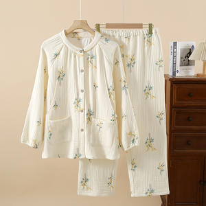 Pyjama en gaze de coton à quatre couches pour femmes vêtements de maternité épais pour le printemps vêtements de maison de retraite post-partum pour la <span class=keywords><strong>grossesse</strong></span> - Product Image 3