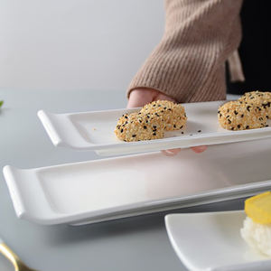 Platos Rectangulares de Porcelana de 10-18 Pulgadas, Plato Largo para <span class=keywords><strong>Sushi</strong></span>, Blanco Liso, Simple, con su Logotipo para <span class=keywords><strong>Tapas</strong></span> - Product Image 3