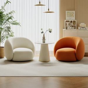 Modern Oval Single Seat Sofa Chair in White and Yellow PU Leather for Hotel Lounge Area Contemporary Design Durable Furniture - Product Image 5