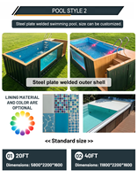 Maßgefertigter 20-Fuß-Container-Pool aus Acryl, Fiberglas, Holz und Mosaik, Piscina Spa, Hot Plunge Pool, Luxuriöser Oberirdischer Gartenpool für den Außenbereich