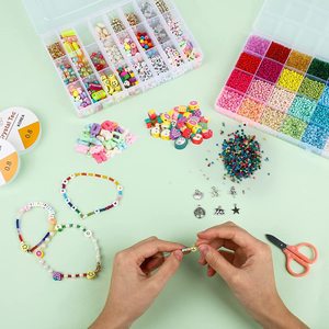 ลูกปัดแก้วอะคริลิกรูปทรงกลมขายดี ชุดทำเครื่องประดับ DIY สำหรับเด็ก สร้อยข้อมือยิ้มแย้ม - Product Image 2