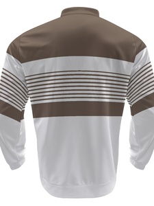 Conjunto Deportivo Casual a Rayas Blancas y <span class=keywords><strong>Caqui</strong></span> para Hombre |   Camiseta de Manga Larga con Cuello Redondo y Media Cremallera a la Moda y Cómoda de Corte Holgado - Product Image 4