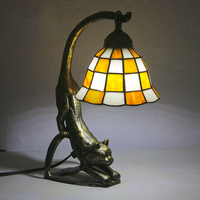 Lámpara de Escritorio LED Creativa Vintage de Vidrio, Decoración para el Hogar, Sala de Estar, Mesita de Noche, Lámpara de Mesa con Diseño de Gato