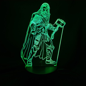 Newish Hologram Avengers 3D Illusion Anime Acrylic LED Lamp Kid's Room Decor Night <b>Light</b> Contemporary Remote <b>Rechargeable</b> - Product Image 4
