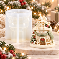 Moule en silicone Maison Bonhomme de Neige, Moule 3D pour Bougies, Savons et Plâtre, Moule Réutilisable DIY pour Décoration de Noël et Cadeaux Faits Main