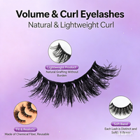 7 paires de faux cils 6D épais et désordonnés, multi-couches, bouclés, noirs, style européen et américain, vente en gros