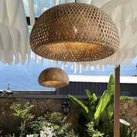 Lampe suspendue en bambou tressé chinois, artisanale, petite, pour salon, restaurant, maison de thé, style E27