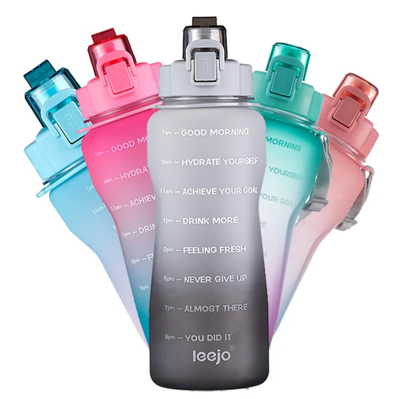 Amazon Top Seller 2L Motivational Summer Drinkware Water Bottle With Led Easy Open For Gym Fitness Custom Logo Water Bottles