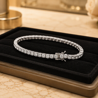 Bracelet Tennis en Moissanite D VVS en Gros, Plusieurs Tailles 2mm-5mm, Double Fermoir de Sécurité pour Hommes et Femmes