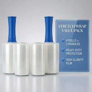 Stretch <b>Wrap</b> <b>for</b> Moving Heavy Duty Clear High Gloss Plastic <b>Wrap</b> Handles Reinforced Grade Packing Shipping <b>Pallet</b> Furniture - Product Image 2