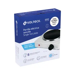 VOLTECK 1000W Portable Electric <b>Grill</b> Pan with Single Burner, <b>Stainless</b> <b>Steel</b> Non-Detachable Plate, Mechanical Temperature Contr - Product Image 3