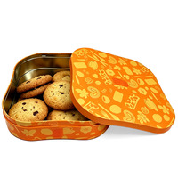 Boîte en métal personnalisée imprimée de qualité alimentaire pour biscuits et gâteaux, idéale pour la boulangerie, les collations et les emballages cadeaux de fêtes