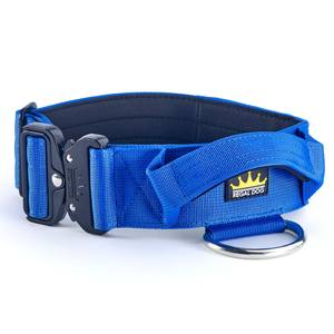 Custom Logo Verstelbare Luxe Comfort Nylon Webbing Zachte Neopreen Gewatteerde Handgreep Tactische Hondenhalsband - Product Image 6