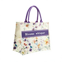 Sac fourre-tout pliable en toile florale, personnalisable, sac cadeau haut de gamme, publicité tridimensionnelle, promotionnel, grande capacité