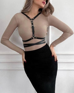 Harnais sculptant pour femme en similicuir, style bondage, avec jarretières, sangles de taille et bretelles, style Goth Harajuku - Product Image 5