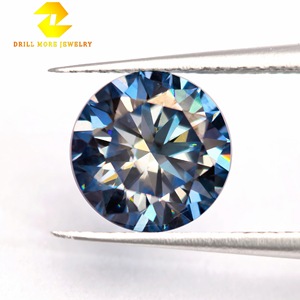 GRA Moissanite Round Loose Stone Glacier Blue Synthetic For Ring Making - Product Image 2