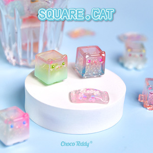 Square Stack Cat 2nd Generation Blind Bag Cute Glitter Night-Light Ice Block Cat Plush Blind Box Ornament for <strong>Friends</strong> - Product Image 3