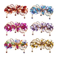 Jepit Rambut Wanita Desain Baru Warna-Warni Mewah Berhiaskan Rhinestone, Jepit Rambut Musim Semi, Jepit Rambut Alloy Fashion untuk Anak Perempuan, Penjepit Rambut Kuncir Kuda