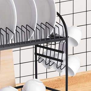 Escurridor de vajilla multifuncional de 2 niveles, escurridor de vajilla de aluminio único para la cocina, estante de drenaje automático - Product Image 5