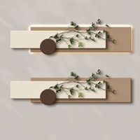 Art mural contemporain en pierre de grès sculptée en bois avec éclairage LED 3D, personnalisable en gros, plusieurs pièces