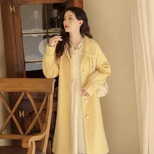 Женское тонкое шерстяное пальто средней длины, Высококачественная кашемировая куртка, Новинка